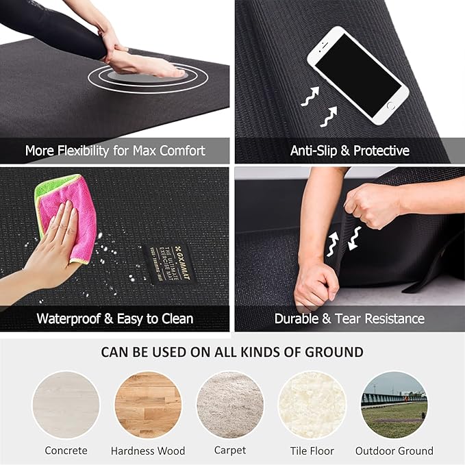 GXMMAT Large Yoga Mat 6'x4'/6'x6'/7'x5', Extra Thick Workout Mats - Image 3