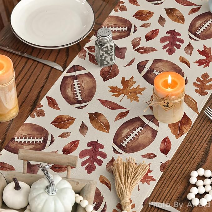 Artoid Mode 210 GSM Fall Table Runner 13x90 Inch Home Party Decor | Rugby Maple - Image 7