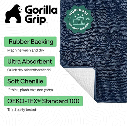GORILLA GRIP Bath Rug Mat 48x17, Thick Soft Absorbent Chenille, Quick Dry - Image 2