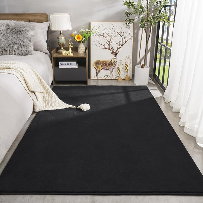 Amearea Large Modern Area Rugs for Bedroom Living Room, 5x8 Feet Black - Image 2