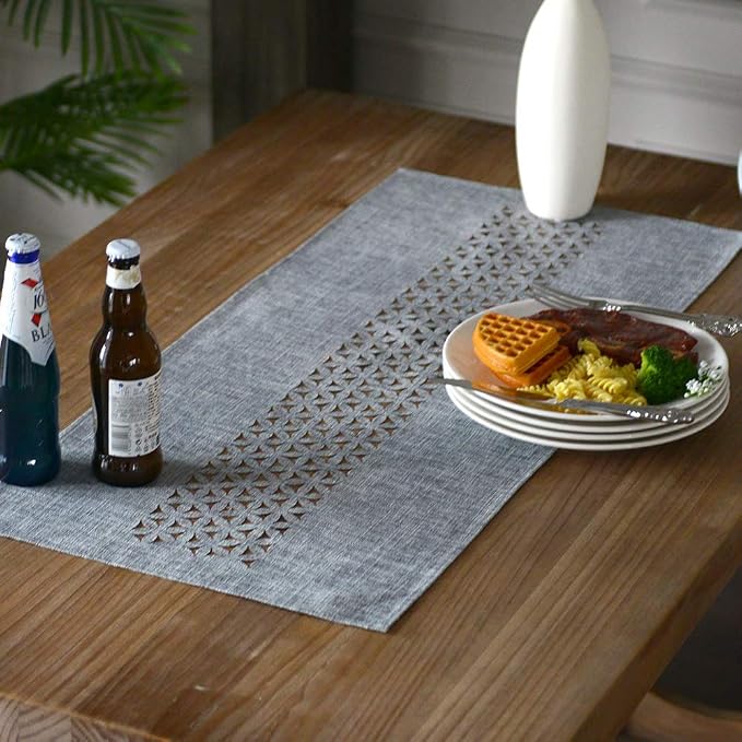 ARTABLE Gray Rectangle Fabric Table Runner Finished Edge 16 x 28 Inch | by ARTABLE