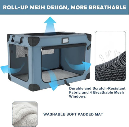 42 Inch Foldable Dog Travel Crate Blue - Image 2