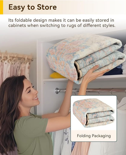 RELEANY Area Rugs 7'x9' Washable Non-Slip, Floral Vintage Distress Medallion - Image 6
