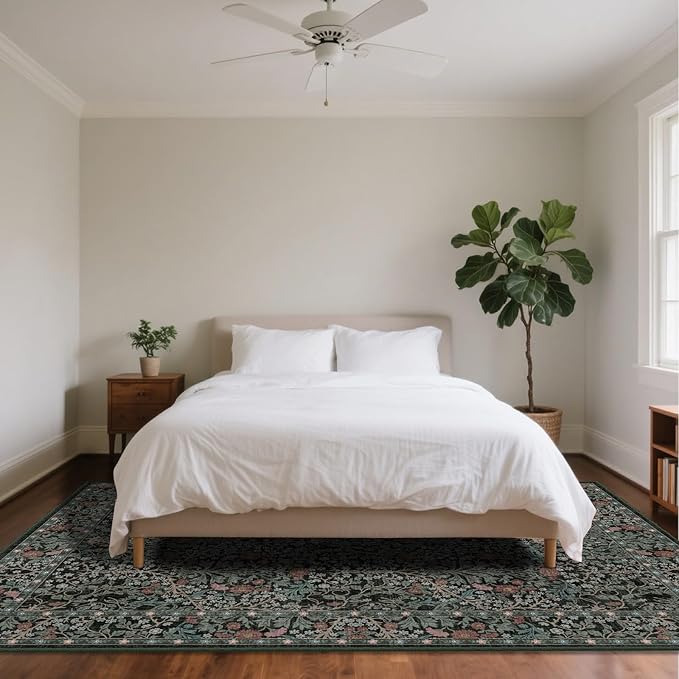 6x9 Washable Area Rugs for Living Room, Stain Resistant Vintage Rugs for Dining - Image 3