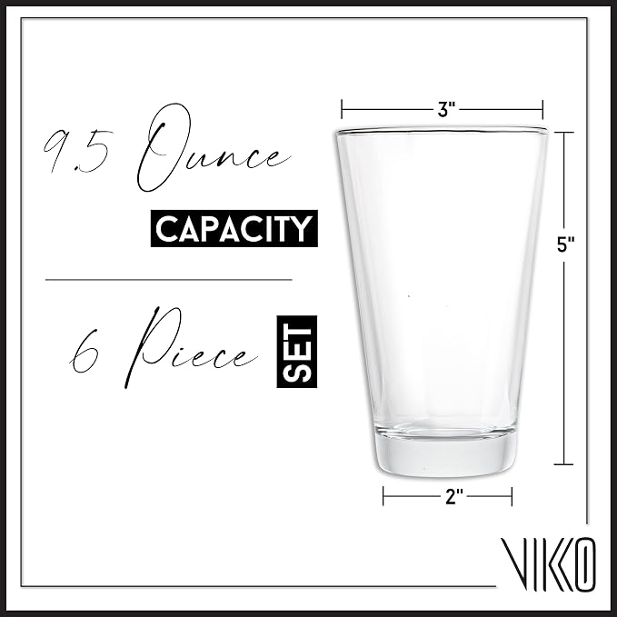 Vikko Drinking Glasses, 9.5 Ounce Water Tumblers, Thick and Durable Tapered - Image 7