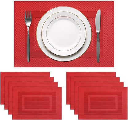 PIGCHCY Placemats Set of 8 Washable Durable Place Mats Vinyl Heat Resistant by PIGCHCY