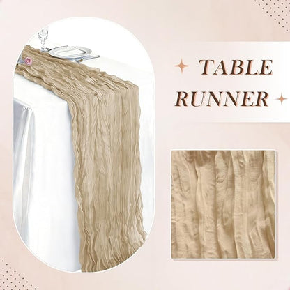 10 Pack Beige Cheesecloth Table Runner 21 x 120 Inch Boho Gauze Sheer Table - Image 6