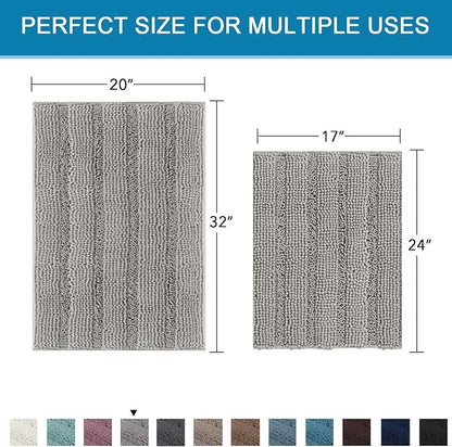 Non Slip Thick Shaggy Chenille Bathroom Rug Mat Set Extra Soft and Absorbent - Image 2