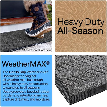 GORILLA GRIP 100% Waterproof All-Season WeatherMAX Doormat 35x23, US Designed - Image 3