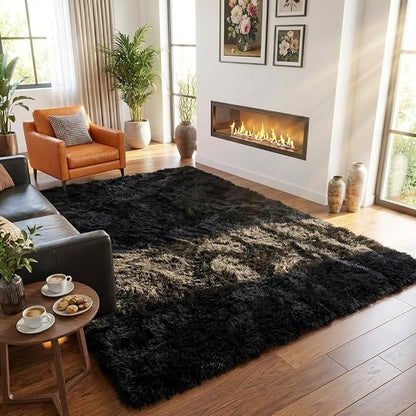 Mugorn Black Rugs for Living Room, 4x6 Feet Large Fluffy Area Rugs for Bedroom - Image 7