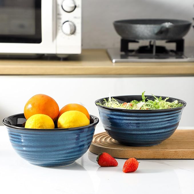 Serving Bowls, 60oz Ceramic Mixing Bowls Set of 2 - Image 3