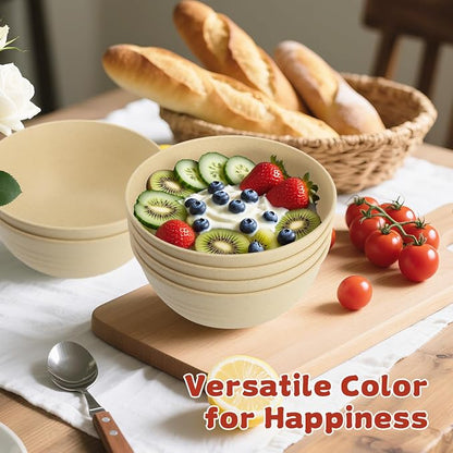 6-piece Wheat Straw Bowls sets 26oz, Alternative Plastic Bowls Reusable - Image 3