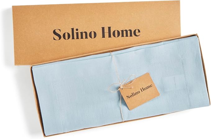Solino Home 100% Pure Linen Table Runner Ice Water Long, Fete 14 x 90 in | - Image 5