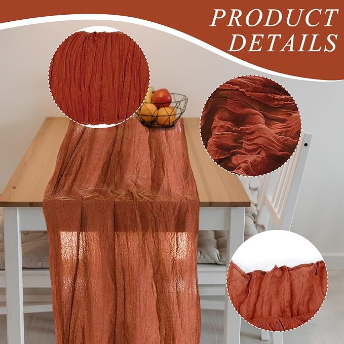 1 Pack Cheesecloth Table Runner 10Ft Christmas Gauze Boho Table Runners - Image 3