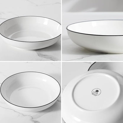 MALACASA 10" Large Pasta Bowls, 56 OZ White Salad Bowls Soup Bowls, Porcelain - Image 8