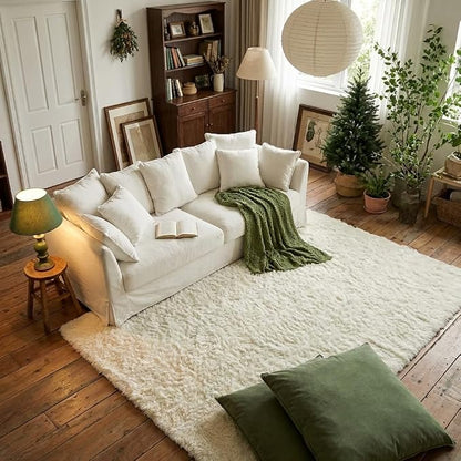 Mugorn 4x6 Rugs for Living Room, Large Fluffy Cream White Area Rugs for Bedroom - Image 9
