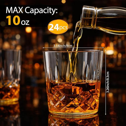 Yungyan 24 Pcs Plastic Clear Whiskey Glasses, 10 oz Unbreakable Reusable Old - Image 2