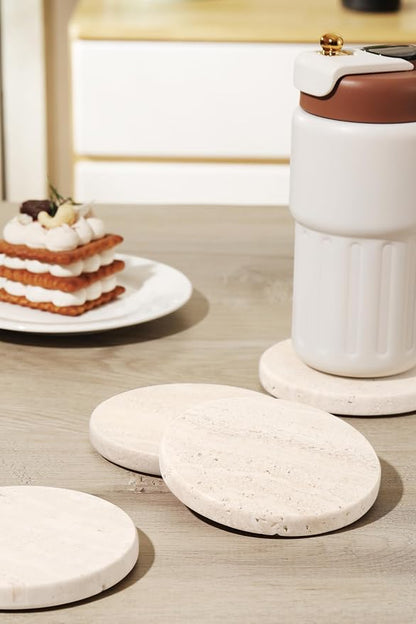 White Travertine Coasters - Image 4