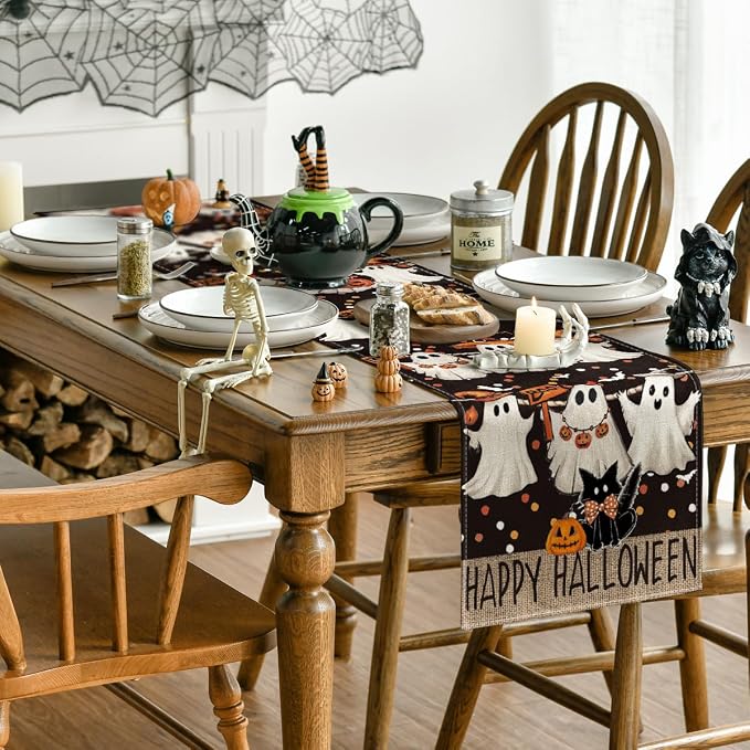 Artoid Mode 210 GSM Halloween Table Runner 13x60 Inch Home Party Decor | Ghost - Image 4
