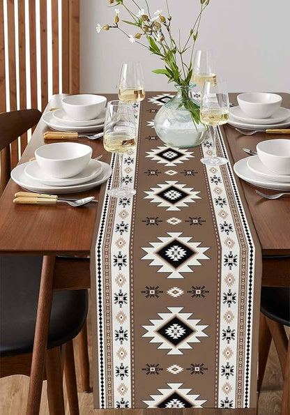 Southwest Aztec Table Runners 108 Inches Long, Cotton Linen Fabric Table Runner - Image 2