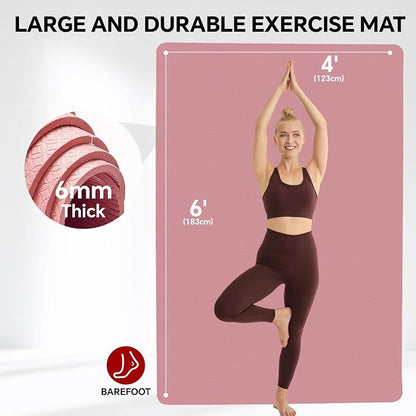Stepwaver Extra Large Yoga Mat 6'x4', Ultra Durable, Wide Workout Mat, Wide - Image 2