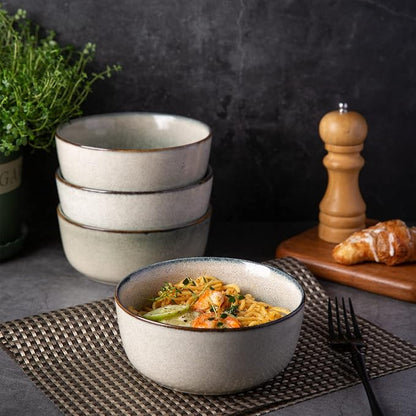AmorArc Cereal Bowls Set of 6 for Kitchen, 26oz Stoneware Soup Bowls Set for - Image 6
