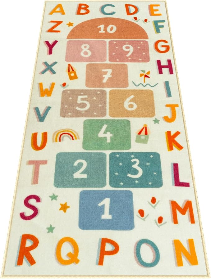 STARUIA Washable Hopscotch Rug for Indoor Playroom, Colorful Educational Kids by STARUIA