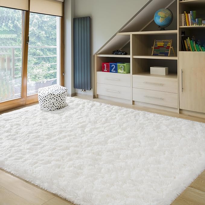 BENRON Fluffy Rugs for Living Room 5x8 Cream White, Washable Large Area Rugs - Image 7