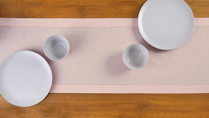Solino Home Cotton Linen Table Runner Pink, Hemstitch Collection 14 x 48 in | - Image 4