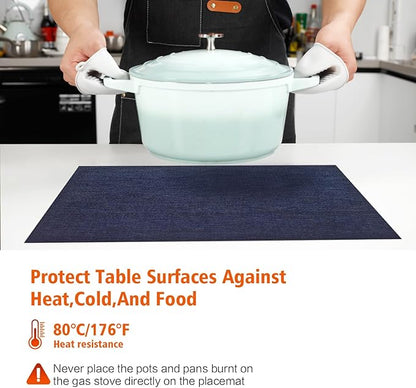 Placemats Set of 6, Vinyl PVC Heat Resistant Washable Placemats Set, Non Slip - Image 4