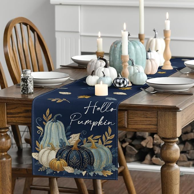 Artoid Mode 210 GSM Fall Table Runner 13x72 Inch Home Party Decor | Pumpkin - Image 3