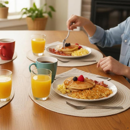 SHACOS Round Braided Placemats Set of 8 Cotton Fabric Round Table Mats Non Slip - Image 5