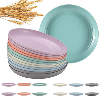 HEYCOME 12 Pcs Unbreakable Deep Dinner Plates Set, 9 inch Reusable Plastic by StayHealthyStayHappy