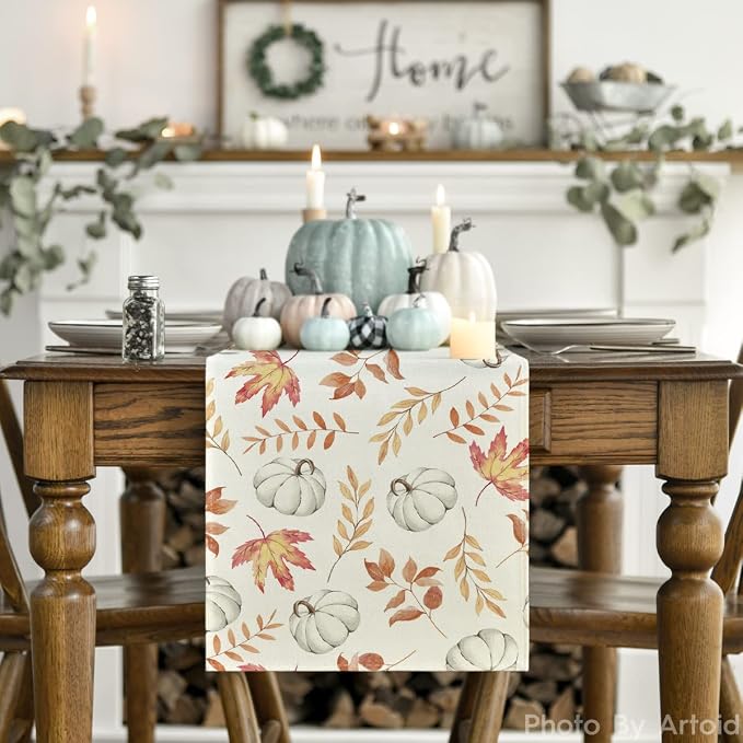 Artoid Mode 210 GSM Fall Table Runner 13x120 Inch Home Party Decor | Orange - Image 2