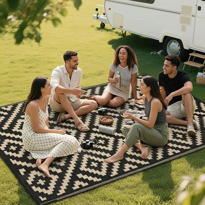 RURALITY Outdoor Rugs 5x8 Feet for Patios Clearance, Plastic Straw Waterproof - Image 7