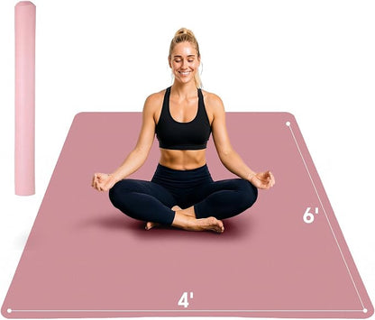 Stepwaver Extra Large Yoga Mat 6'x4', Ultra Durable, Wide Workout Mat, Wide by Stepwaver
