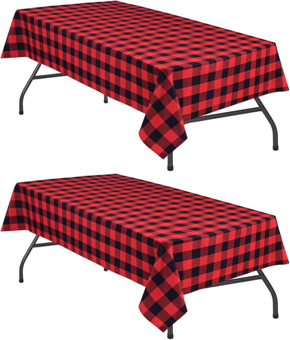 Red and Black Plaid Tablecloth Waterproof, 2 Pack, 60 x 120 inch | Checkered by Hiasan