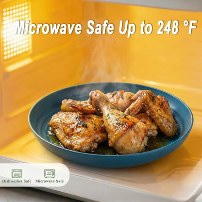 Deep Dinner Plates 11 Inch, Plastic Plates Reusable, Unbreakable Wheat Straw - Image 4