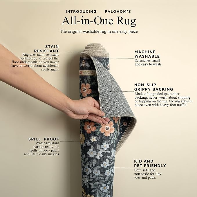 9x12 Rugs for Living Room: Washable Area Rugs for Bedroom Vintage Stain - Image 4