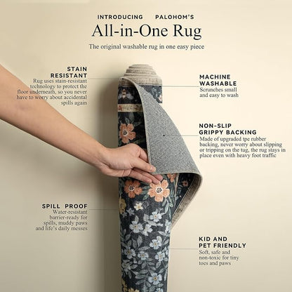 9x12 Rugs for Living Room: Washable Area Rugs for Bedroom Vintage Stain - Image 4