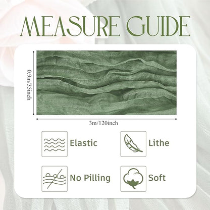 Cheesecloth Table Runner Sage Green 10FT Boho Gauze, 3 Pack | 120 Inch Cheese - Image 2