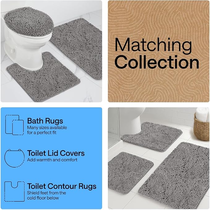 GORILLA GRIP Plush Absorbent Shaggy Chenille Bath Rug Mat - Image 8