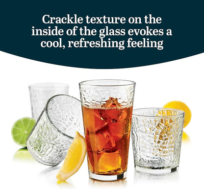Libbey Yucatan Textured Tumbler & Rocks Drinking Glasses Set of 16 | Jumbo - Image 4