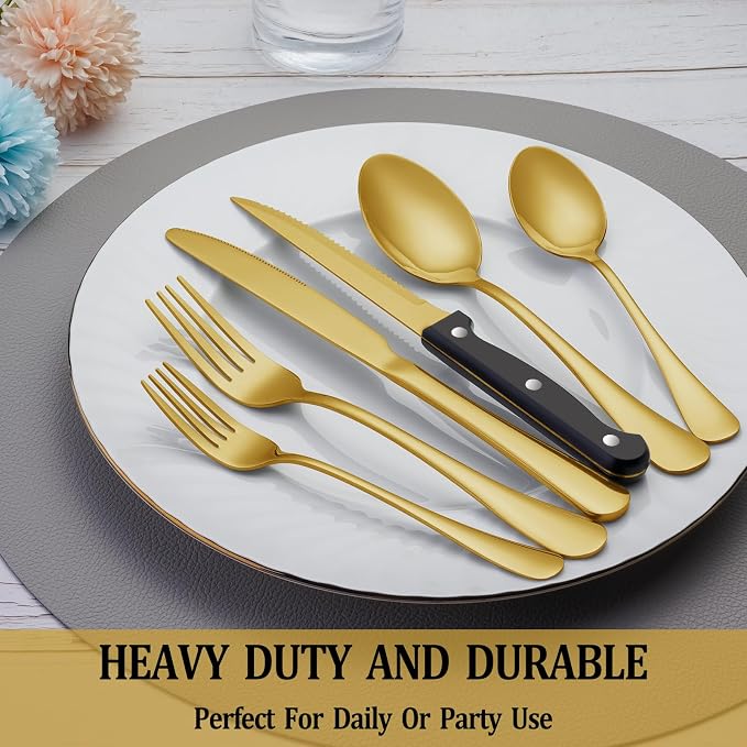 24 Pcs Gold Silverware Set - Image 7