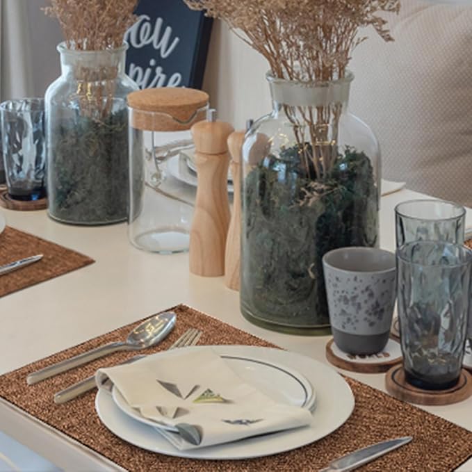 Faux Cotton Linen Placemats Set of 4, Cloth Washable Farmhouse Dining Table Mats - Image 9