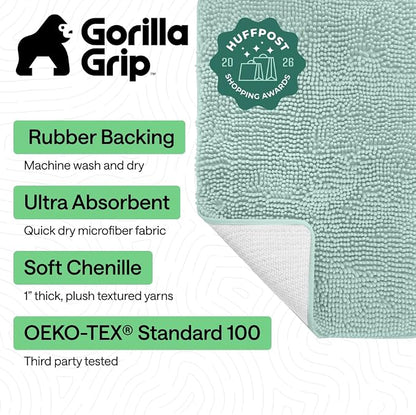 GORILLA GRIP Bath Rug Mat 30x20, Thick Soft Absorbent Chenille, Quick Dry - Image 2