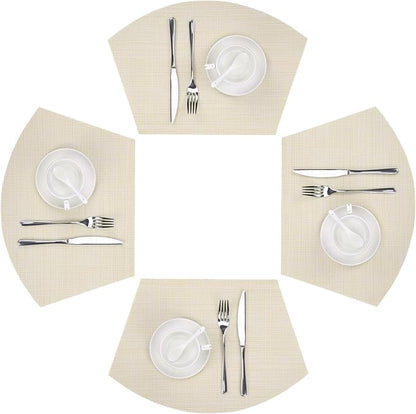 SHACOS Wedge Placemats Set of 4 Woven Vinyl Small Round Table Placemats Wipe by SHACOS