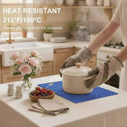 Faux Leather Heat Resistant Placemats 4 Packs, Waterproof Wipeable Dining PU - Image 3