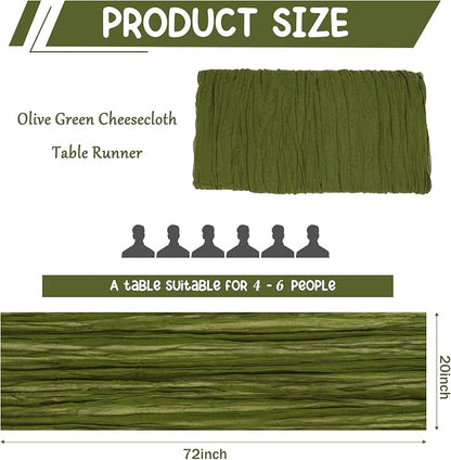 10 Pack Olive Green Cheesecloth Table Runner 6FT Boho Gauze Fabric Table Runner - Image 2
