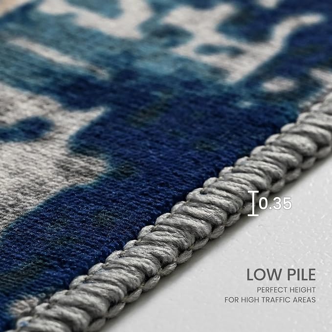 Living Room Rug 7x10 Ultramarine Area Rugs Machine Washable Abstract Boho Large - Image 4
